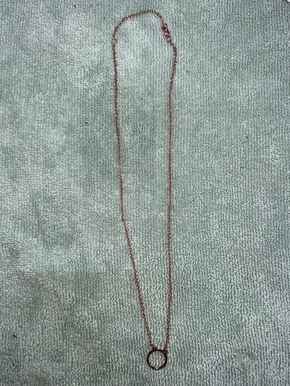 Delicate Rose Gold Circle Pendant Necklace - Women Jewelry
